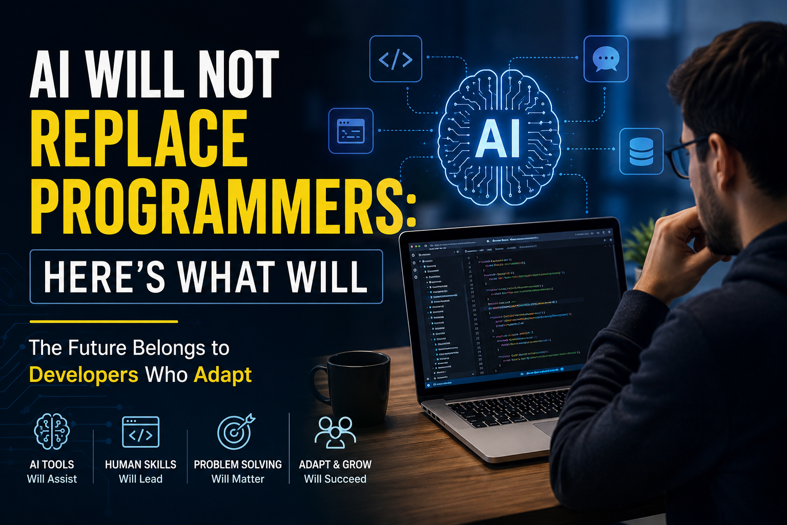 AI Will Not Replace Programmers: Developers who adapt and learn AI tools will thrive in the future of software engineering.